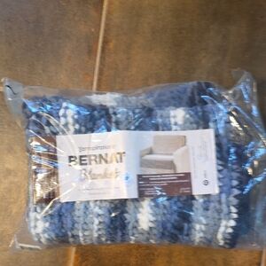 Bernat Blue and White Yarnspirations Blanket